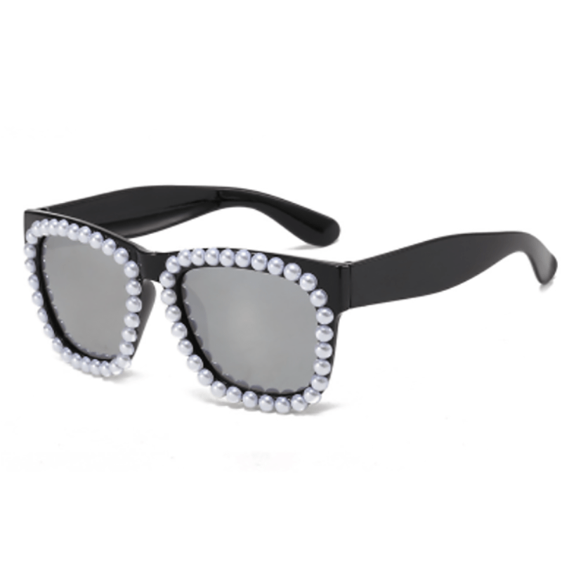 Y2K Faux Pearl Square Sunglasses Retro Anti Glare UV400