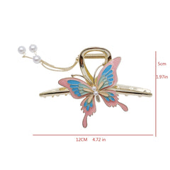 Butterfly Tassel Hair Claw Clip Large Pearl Hair Jaw Clip