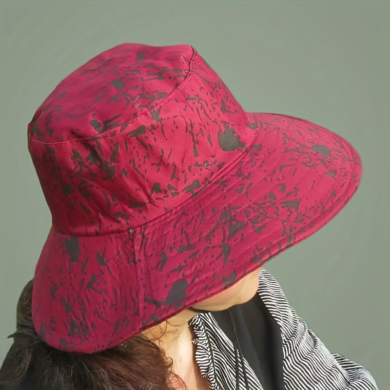 Tie Dye Print Sun Hat Solid Cotton Bucket Hat Casual Outdoor UV Protection Booni
