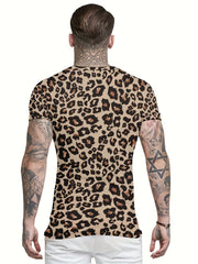Leopard Print T shirt Men's Street Style Tee Shirt For Summer