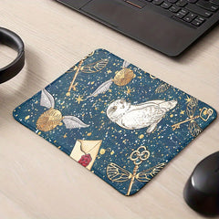 Magic Owl Print Canvas Rubber Mouse Pad for Office Computer