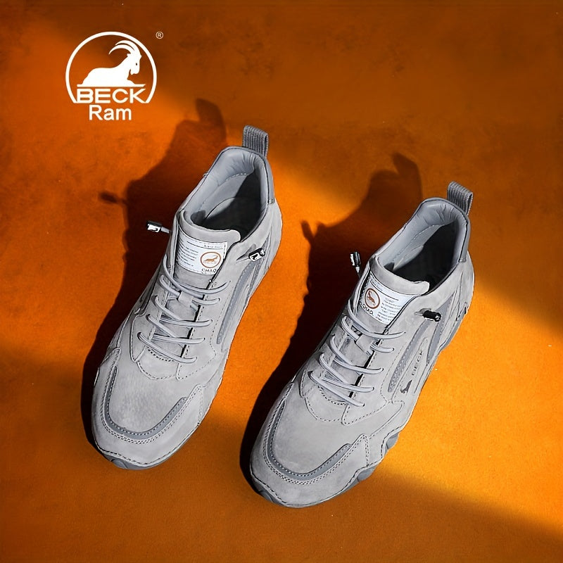 Men's High Top Leather Ankle Shoes Lightweight Non slip Waterproof Shoes