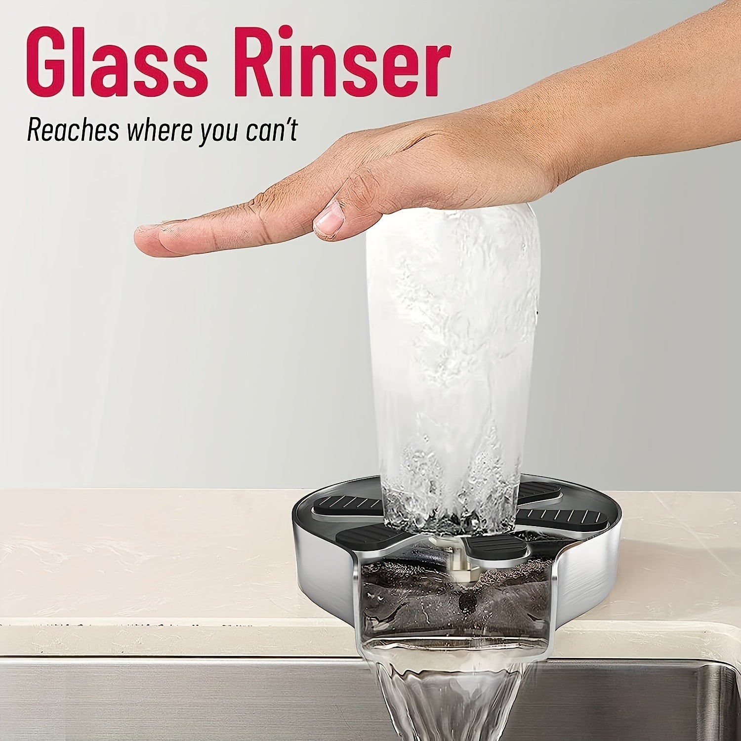 Stainless Steel Glass Rinser Cup Washer for Kitchen Sink