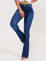 Women's High Stretch Flared Jeans Slim Fit Wide Legs Denim Pants