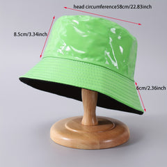 Candy PU Bucket Hat Waterproof Lightweight Fisherman Cap Sunscreen Basin Hat