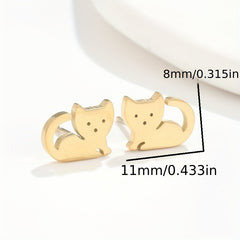 2pcs Men's Stainless Steel Cat Earrings