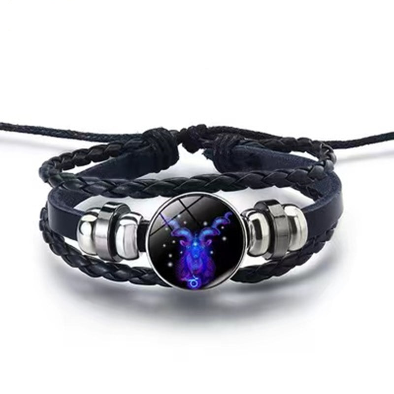 Zodiac Charm Bracelet Multilayer Leather Bangle