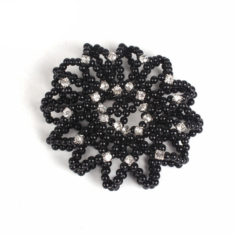 Pearl Rhinestone Hair Snood Net Ballet Bun Hair Covers