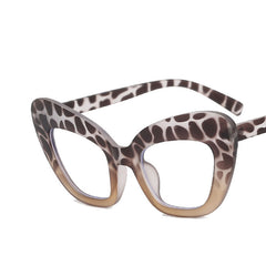 Cat Eye Transparent Glasses Women Gradient Leopard Oversize Frame Optical