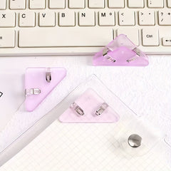 Acrylic Triangle Clip Set - Anti Roll Corner Clip for Office Documents