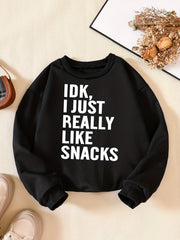 Girls' Snacks Graphic Crew Neck Sweatshirt for Gift Party Holiday