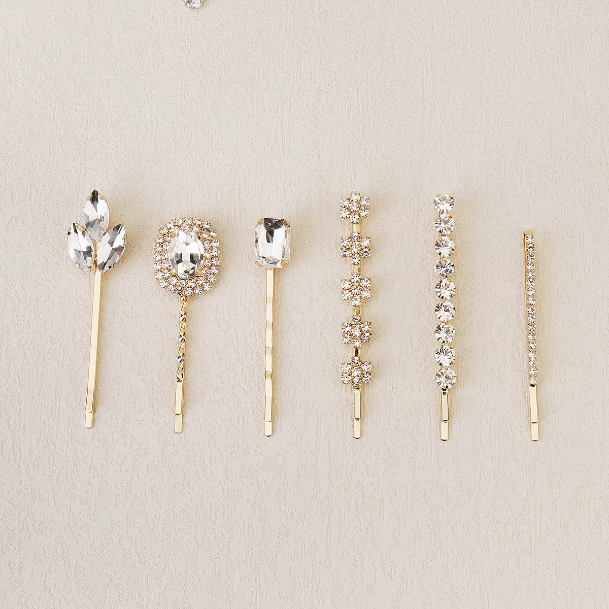 6pcs Rhinestone Hairpin Metal Golden Hair Clip Wedding Birthday Cosplay Costumes