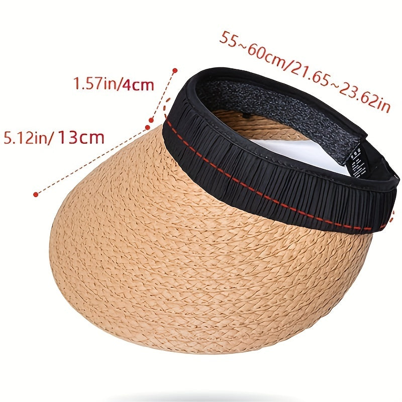 Solid Straw Visor Hat UV Protection Casual Sun Hat
