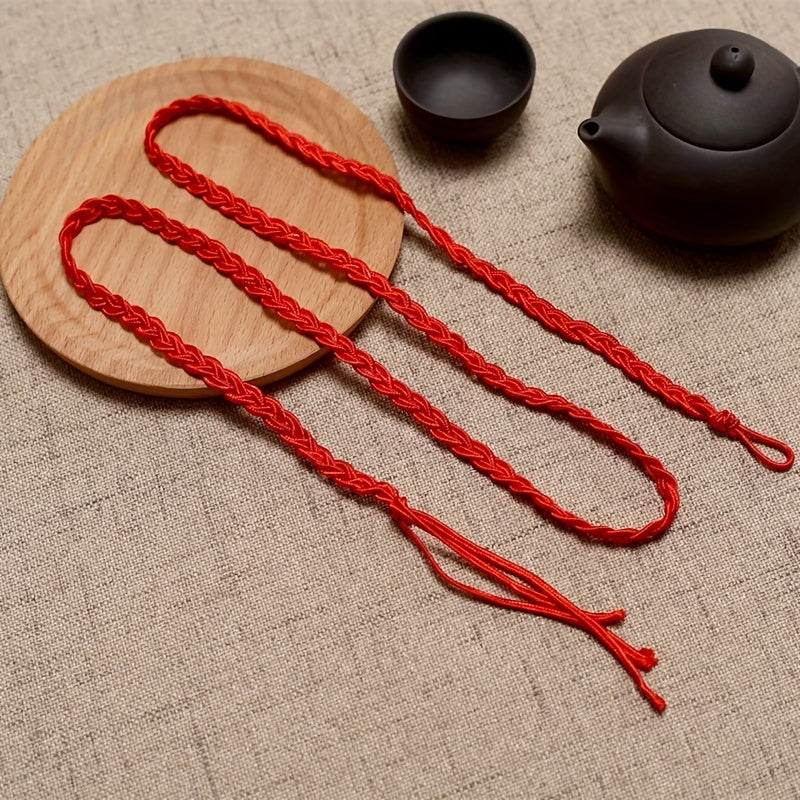 2pcs Braided Red Rope Waist Chain Handwoven Lucky Tassel Chain