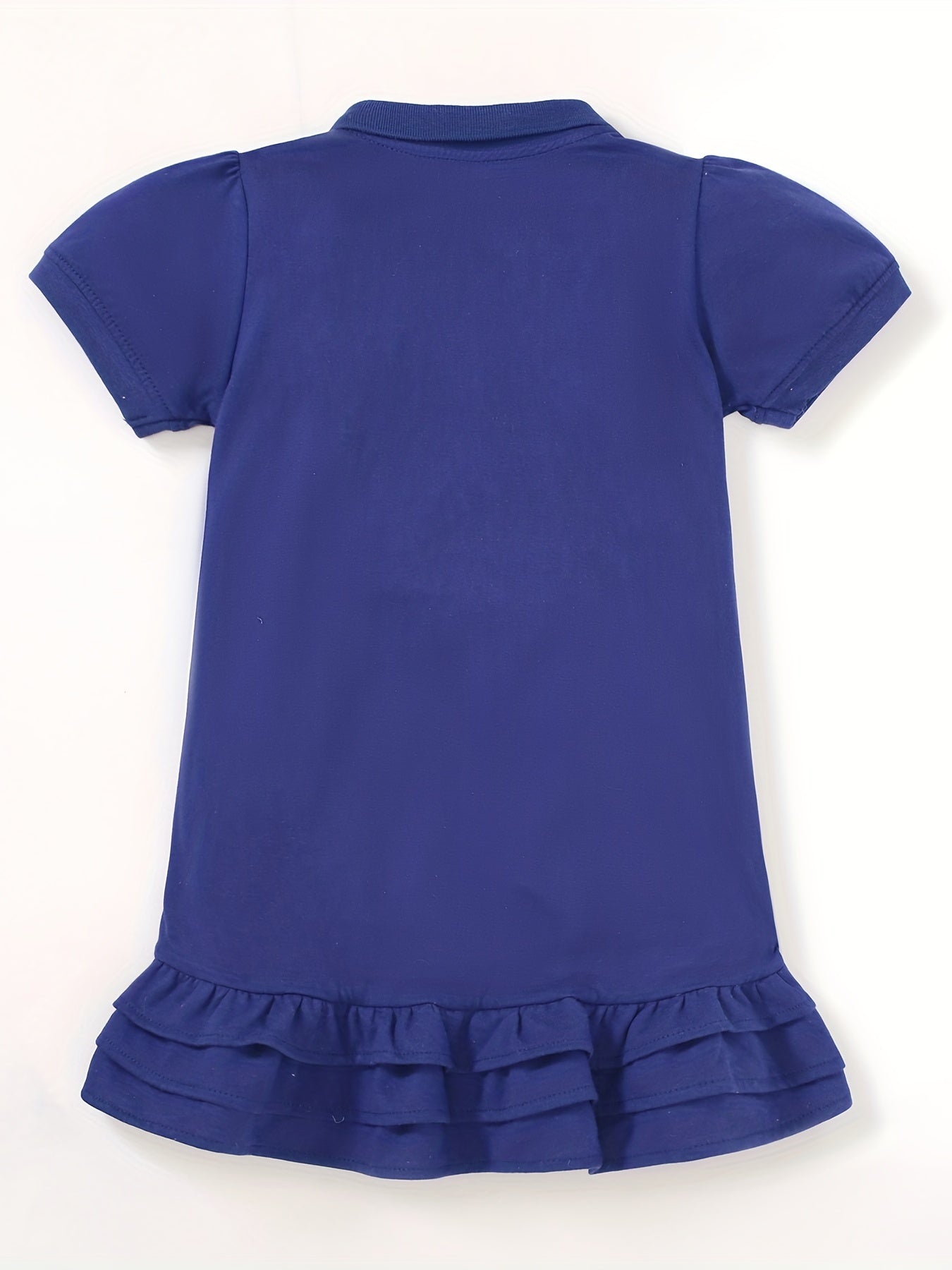 Girls Rabbit Graphic Ruffled POLO Dress For Summer Holiday Party