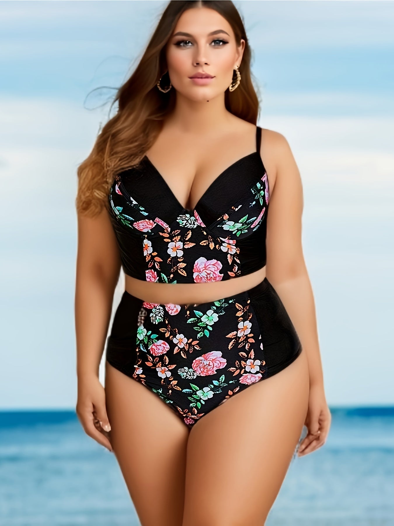  Floral Print Molded Cup Bikini Set