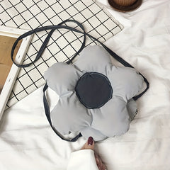 Flower Shape Puff Shoulder Bag Zipper Nylon Crossbody Bag