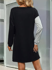  Colorblock Long Sleeve Mini Dress