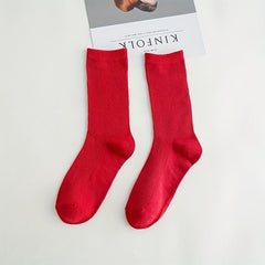 5 Pairs Solid Mid Tube Socks for Women