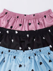 3 Pack Plus Size Pajama Bottoms Set Women's Plus Silk Lounge Shorts