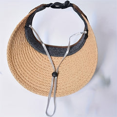 Solid Straw Visor Hat UV Protection Casual Sun Hat