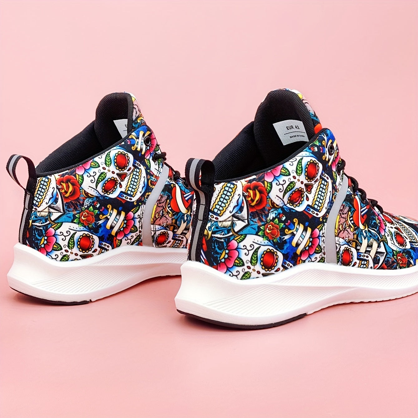Skull Print Lightweight Running Shoes Non Slip Outdoor Sneakers