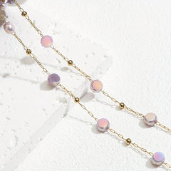 1m Stainless Steel Crystal Stone Chain Purple Beaded Sweater Chain