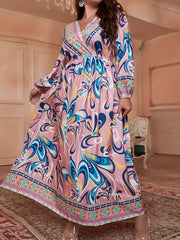 Floral Print Plus Size Long Sleeve Maxi Dress