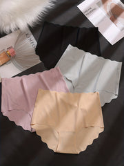 4pcs Seamless Scallop Trim Briefs Women's Lingerie