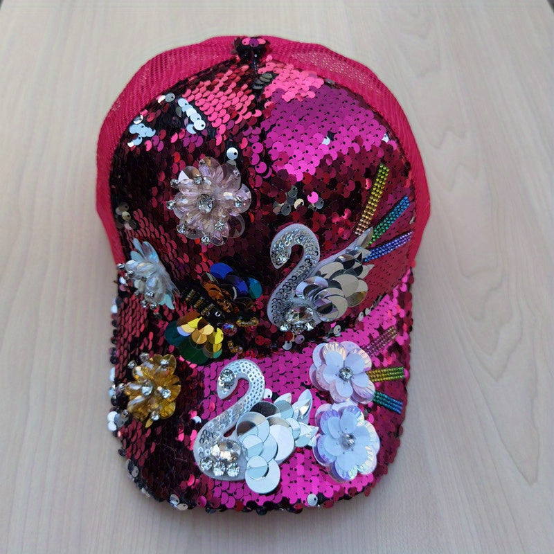 Sequin Baseball Cap Hip Hop Adjustable Trucker Hat