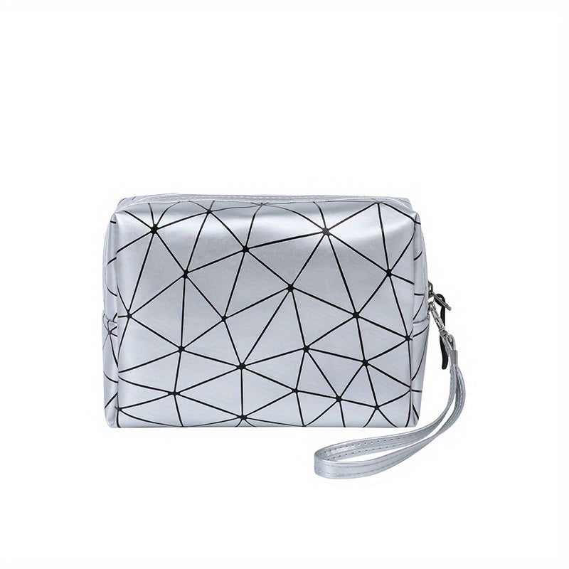 Argyle Pattern Cosmetics Bag PU Leather Makeup Storage Bag