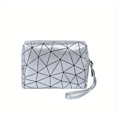 Argyle Pattern Cosmetics Bag PU Leather Makeup Storage Bag