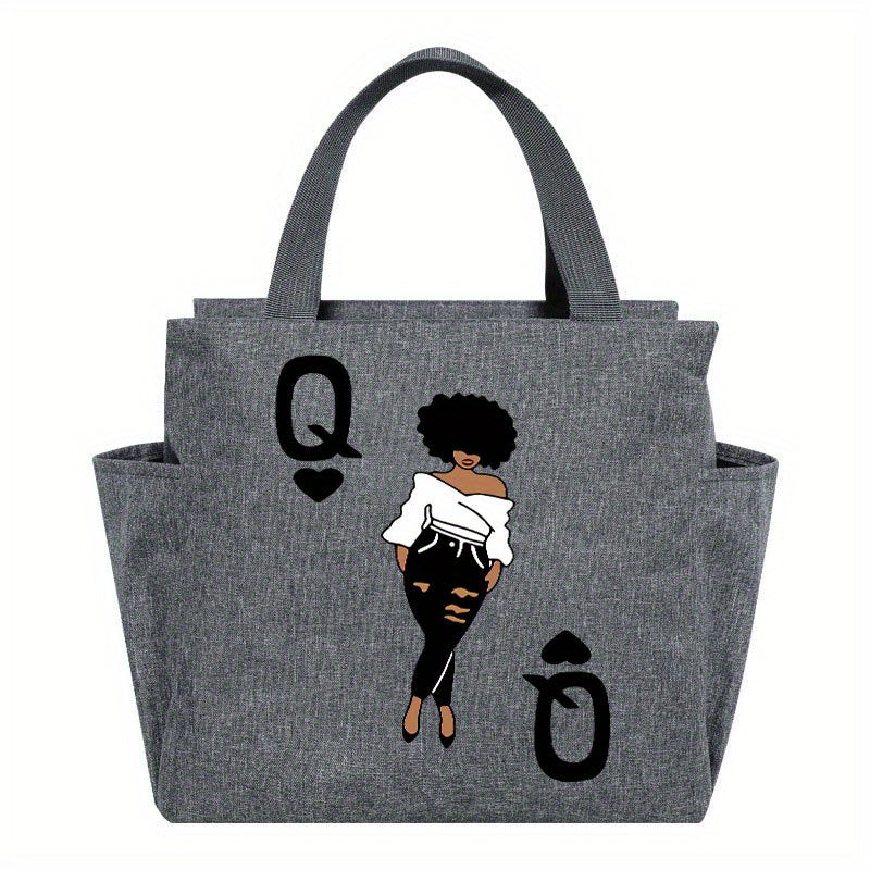 Queen Insulated Lunch Bag Oxford Canvas Tote Cartoon Large Capacity Portable