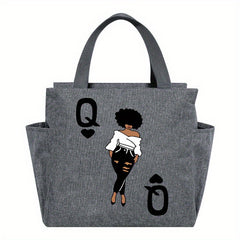 Queen Insulated Lunch Bag Oxford Canvas Tote Cartoon Large Capacity Portable
