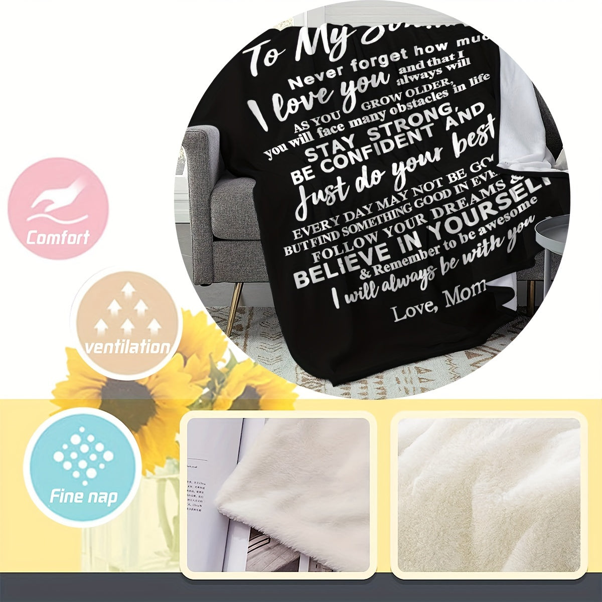 1PC Warm Flannel Throw Blanket Portable Home Gift From Mom