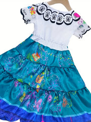 Girl's Graffiti Pattern Short Sleeve Dress Halloween Costume