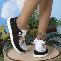 Women's Printed Canvas Shoes Comfy Lace Up Low Top Walking Sneakers