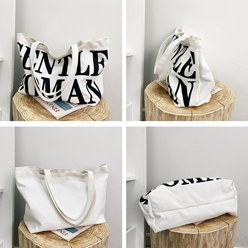 Letter Pattern Tote Bag Large Capacity Shoulder Bag