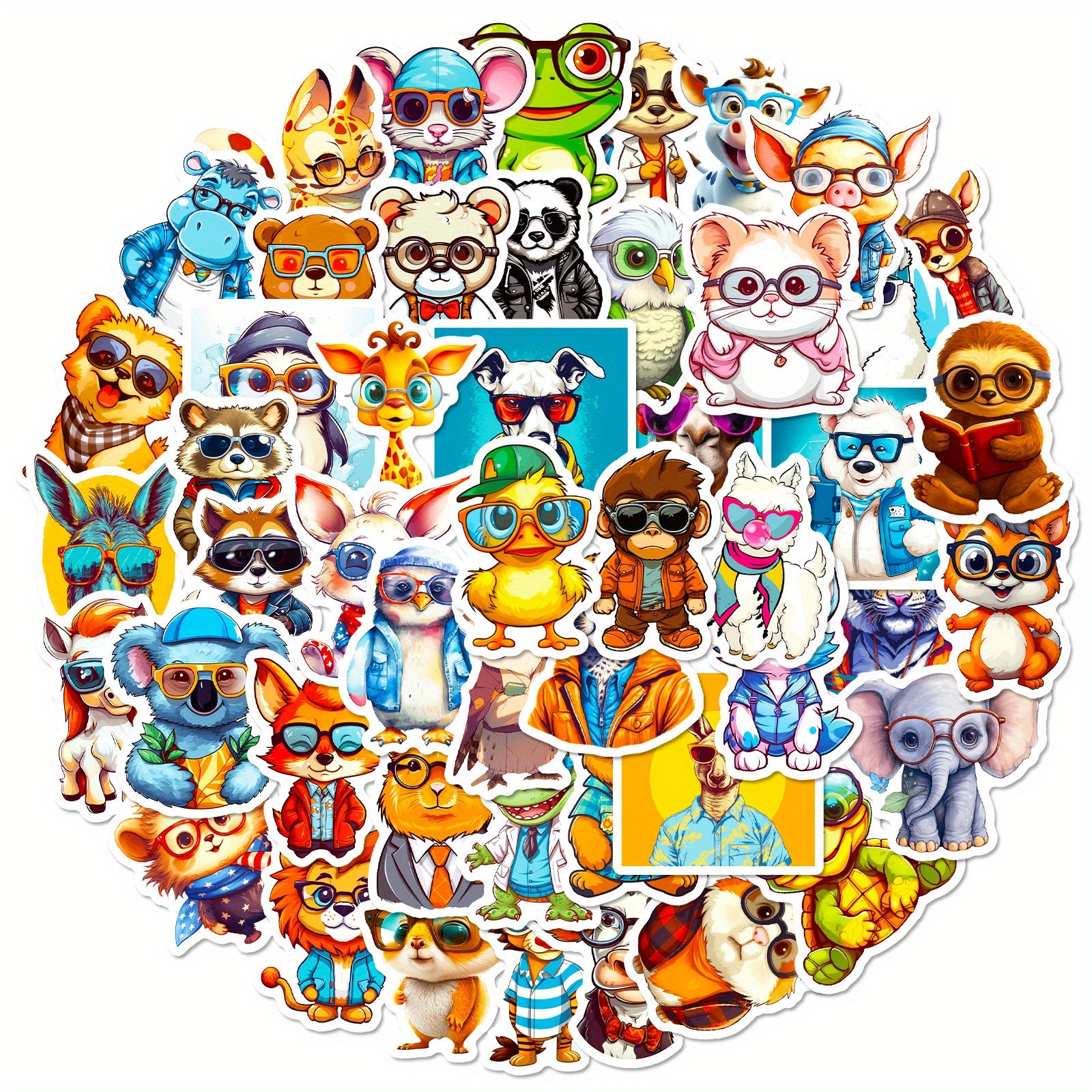 50pcs Cartoon Animal Waterproof Vinyl Stickers for Laptop Skateboard