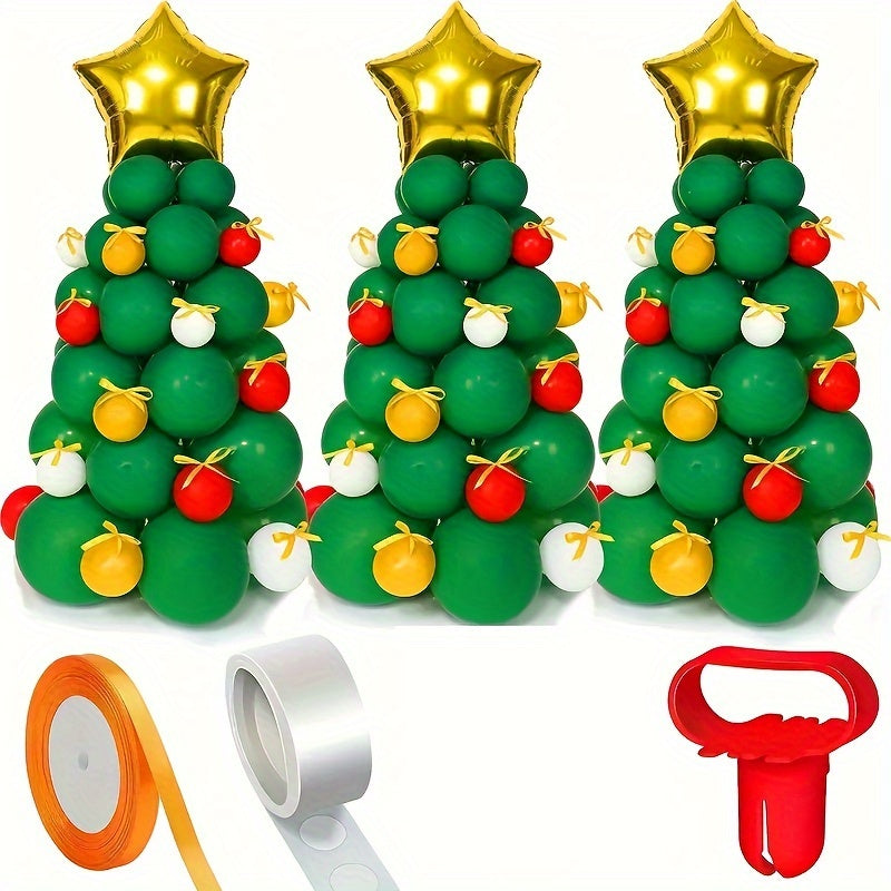 138pcs Christmas Styling Tree Latex Balloon Set Green Red Golden
