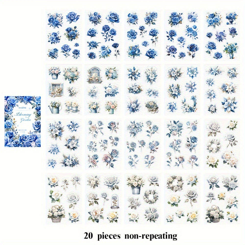 20pcs Simulation Pet & Plant Journal Stickers