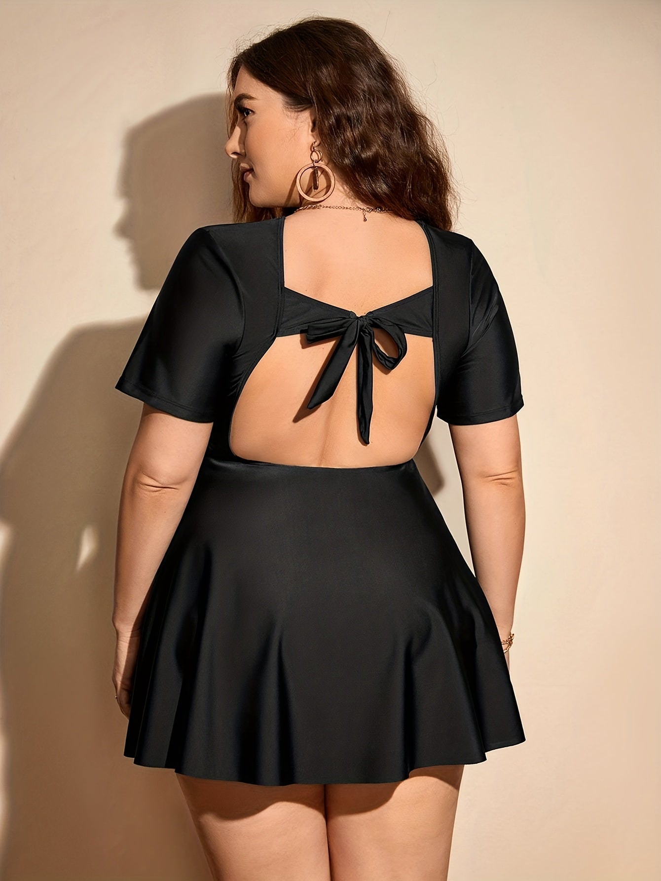  Tankini Set Tie Back Round Neck Dress & Pan