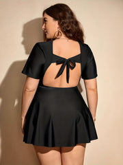  Tankini Set Tie Back Round Neck Dress & Pan