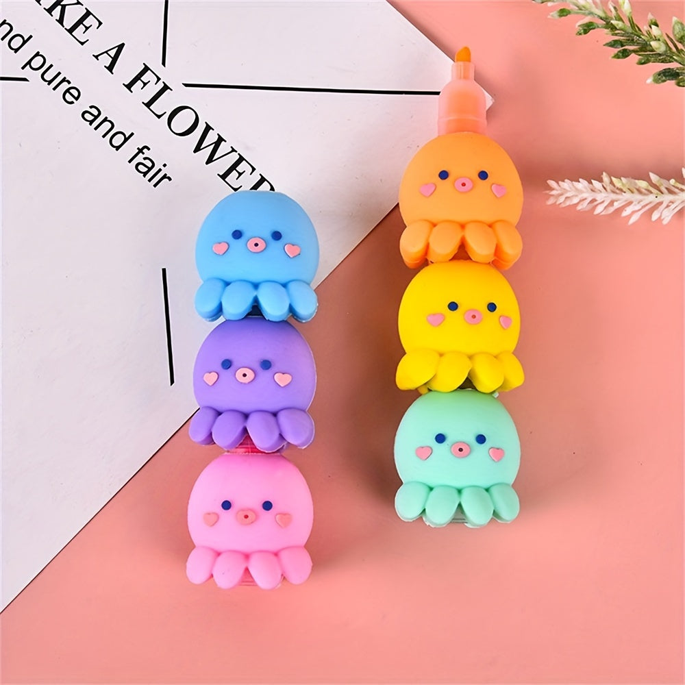 5 Colors Octopus Highlighter Pen Fluorescent Marker