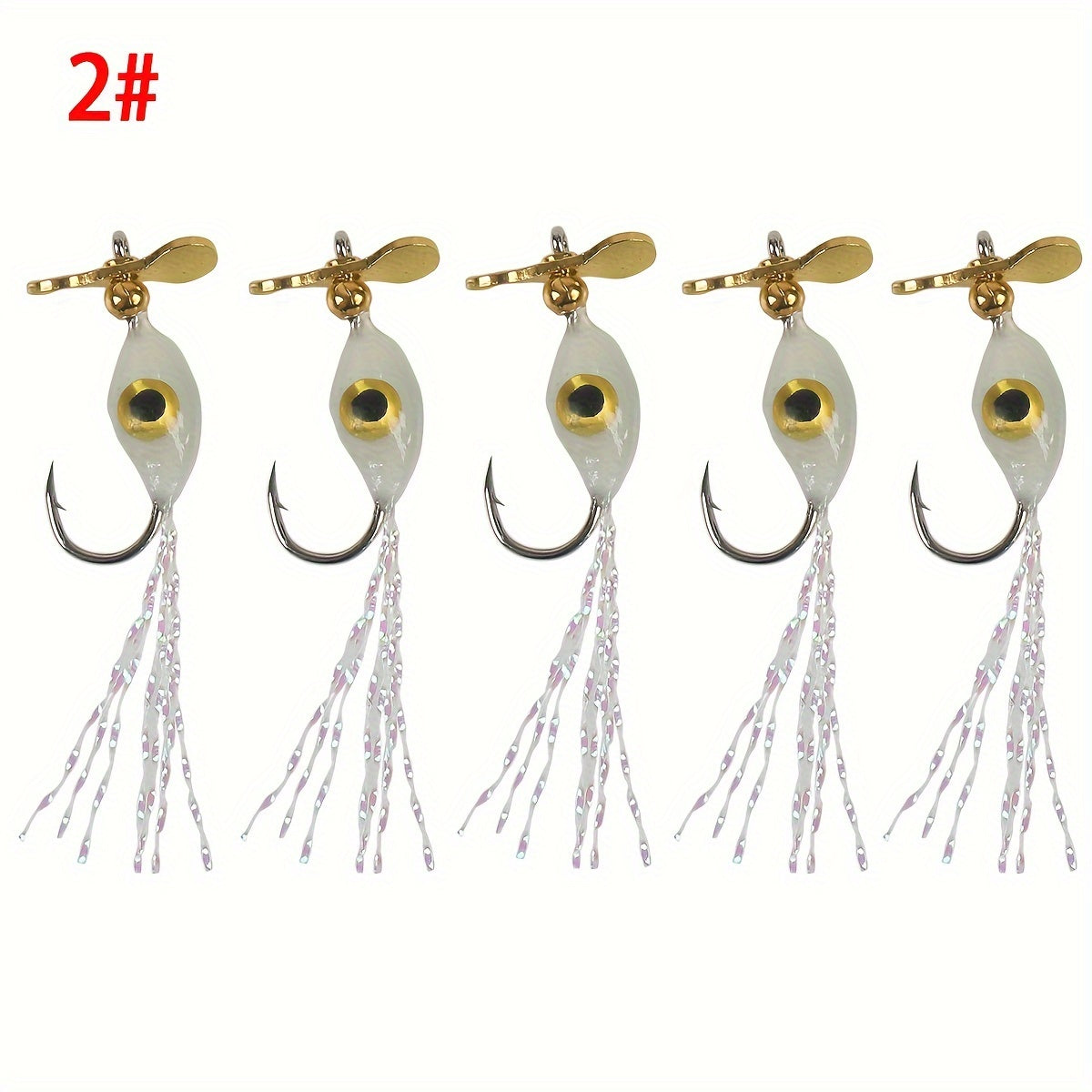 5pcs Bionic Hard Bait Jig Head Hook w/ Propeller Fishing Tackle