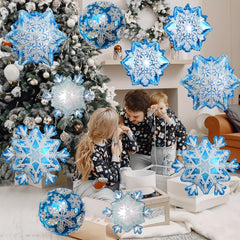 10pcs Large Snowflake Foil Balloons Christmas Snowflake Balloons