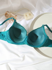  Lace Bra with Faux Pearl Decor Bralette