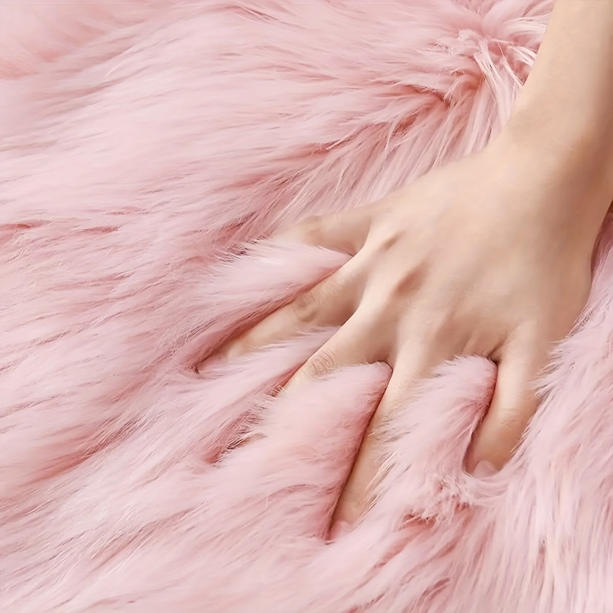 Pink Faux Wool Plush Mat for Living Room Coffee Table Sofa Rug