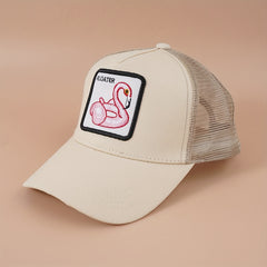 Animal Patch Baseball Cap Block Mesh Adjustable Trucker Hat Vintage S