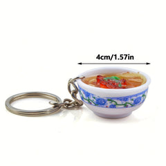 2PCS Mini Porcelain Bowl Keychain Food Model Accessories For Men